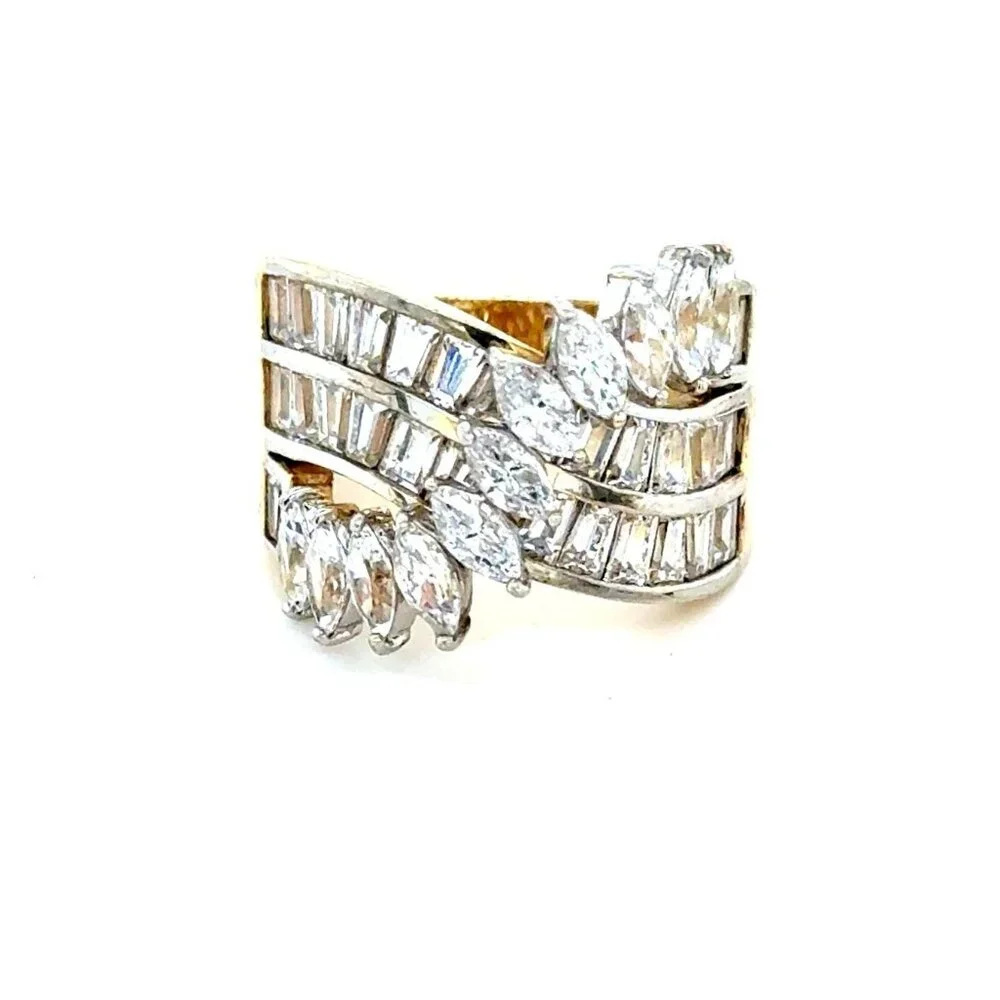 Baguette/Marquis 925 Gold‎ Vermeil Ring
